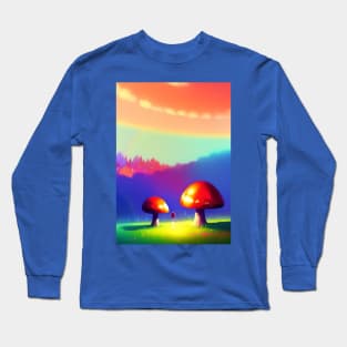 DREAMY SURREAL RAINBOW AND MUSHROOMS Long Sleeve T-Shirt